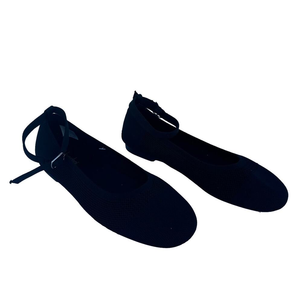 NWT Burudani Black Knit Removable Insole Round Toe Ankle Strap Ballet Flats 9 - Picture 7 of 12
